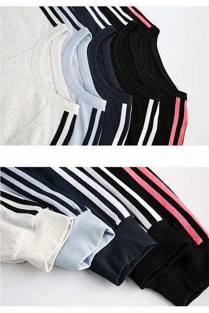 スポーツTシャツ 男女兼用長袖スポーツシャツ ライン入り運動着 春秋用