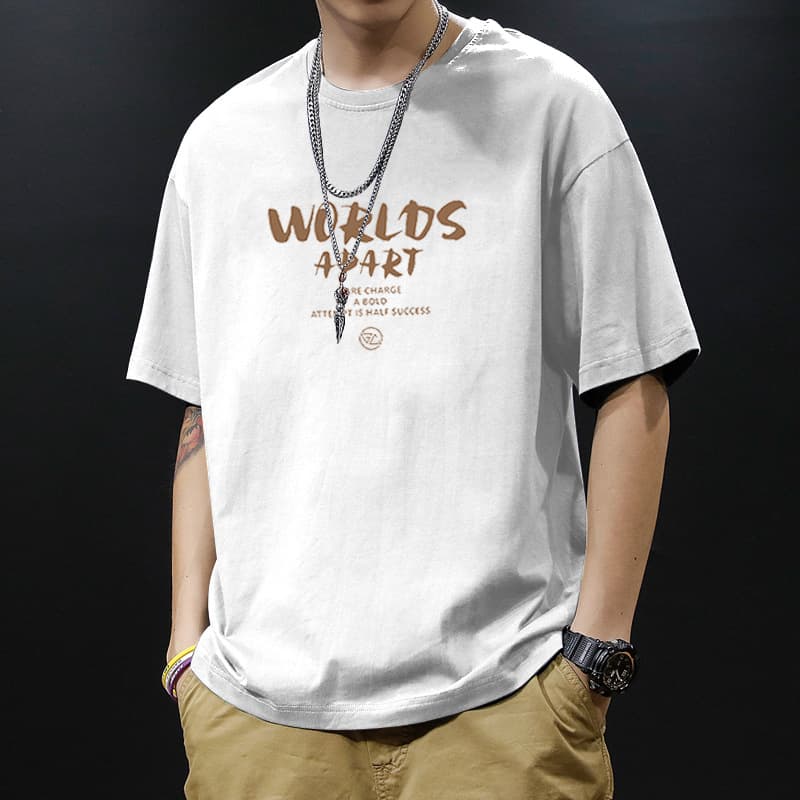 スポーツTシャツ メンズ プリント半袖ランニングTシャツ ゆったり ストリート スポーツ 全5色