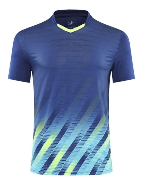 斜めストライプ柄ユニセックススポーツTシャツバドミントン
