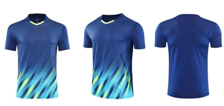 斜めストライプ柄ユニセックススポーツTシャツバドミントン