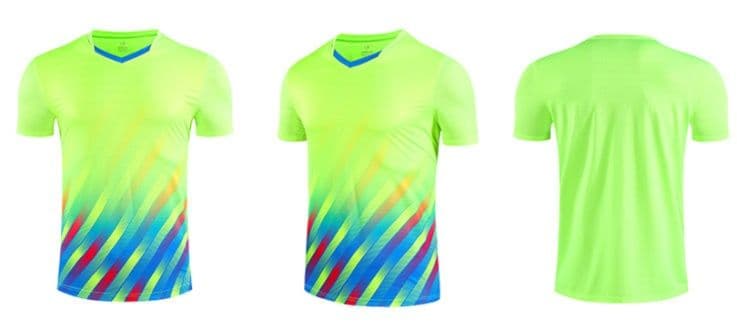 斜めストライプ柄ユニセックススポーツTシャツバドミントン