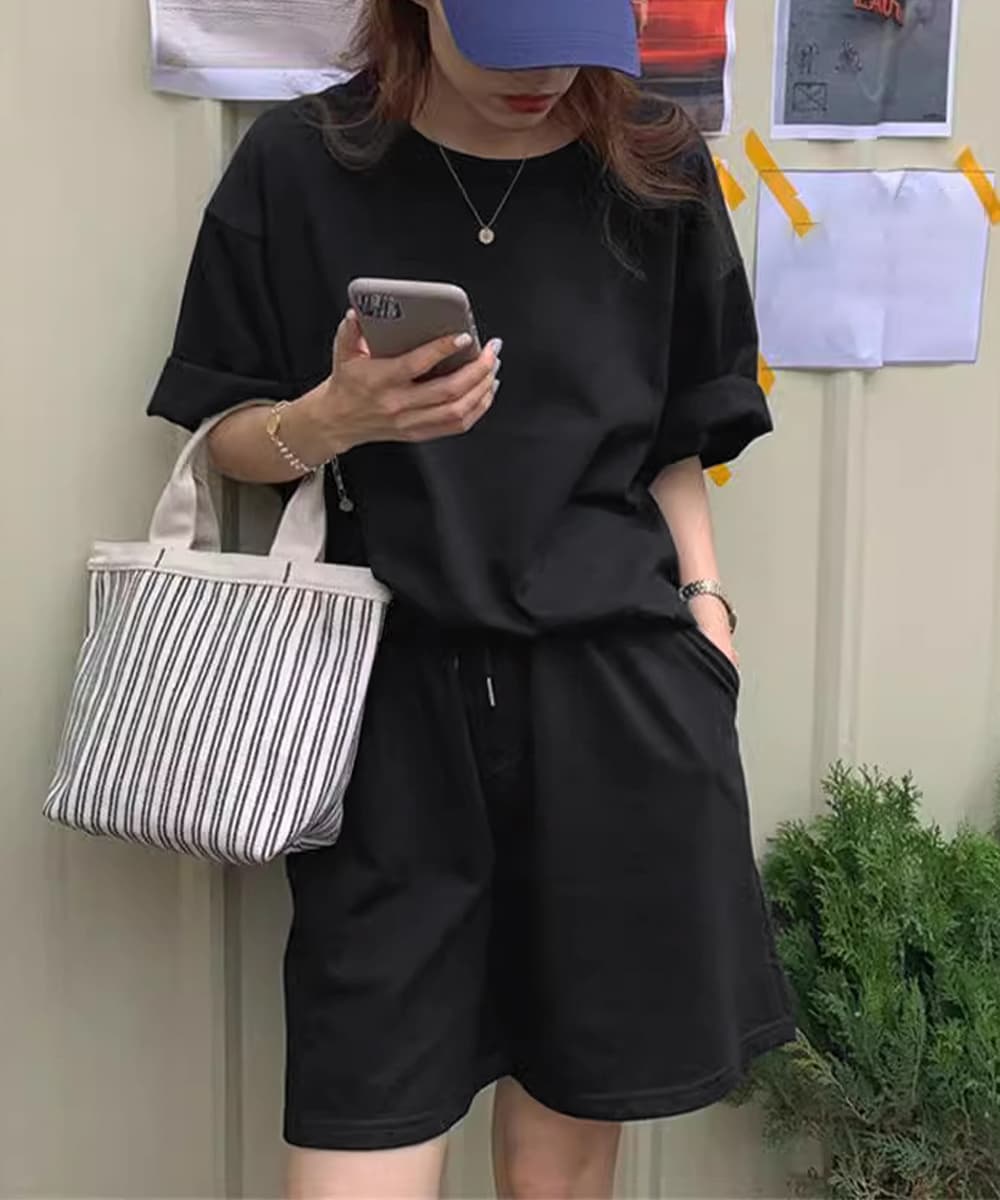 スポーツTシャツ レディース夏用セットアップ 半袖上下セット